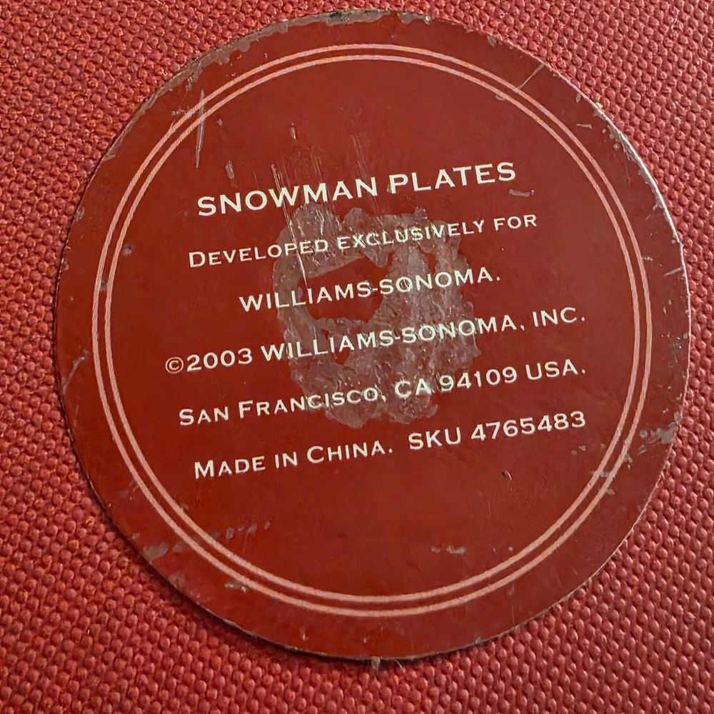 Vintage Williams Sonoma Snowman Dessert Plates Set of 6 Assorted Holiday White